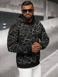 Ανδρικό Φούτερ με Kουκούλα Mαύρος OZONEE JS/8B1235/3