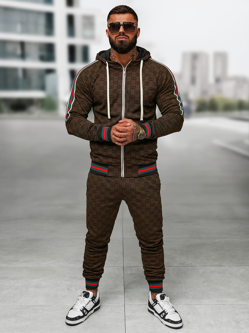 Ανδρικό σετ φόρμας σκούρο-μπεζ OZONEE O/FF5111AB