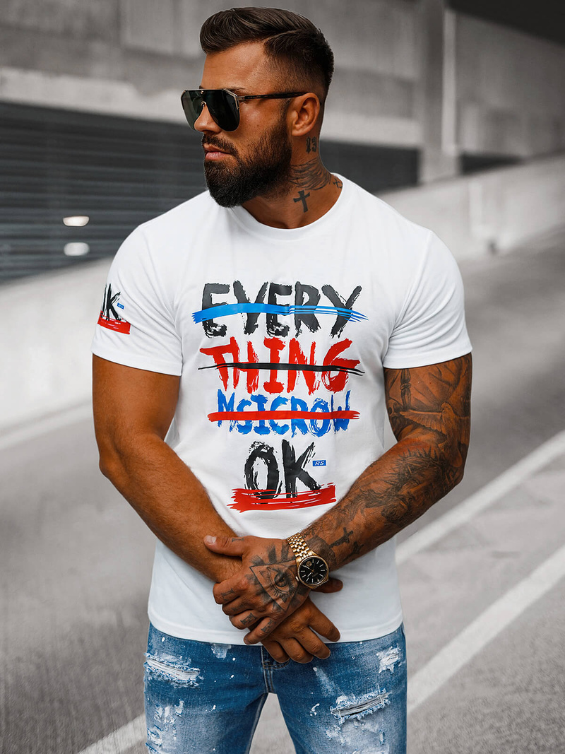 Ανδρικό μπλουζάκι λευκό OZONEE O/8T1266/1