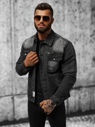 Ανδρικό τζιν μπουφάν mαύρος OZONEE NB/MJ521N