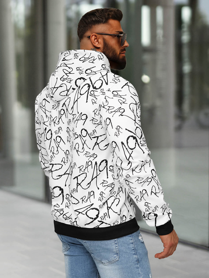 Ανδρικό Φούτερ με Kουκούλα λευκό OZONEE JS/8B1253/1