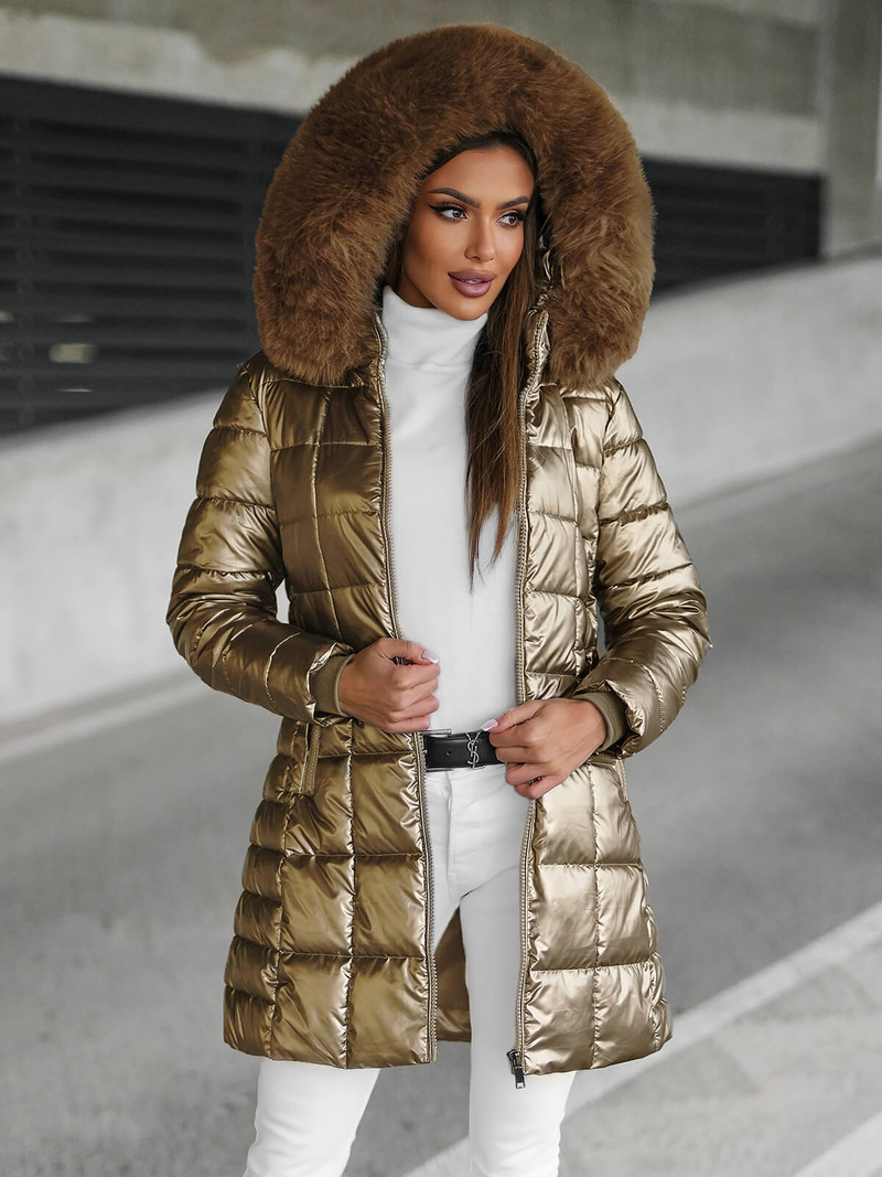 Γυναικείο μπουφάν χρυσός OZONEE JS/16M9120/403Z