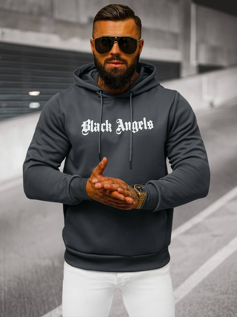 Ανδρικό Φούτερ με Κουκούλα γραφίτη OZONEE JS/27B6509/5