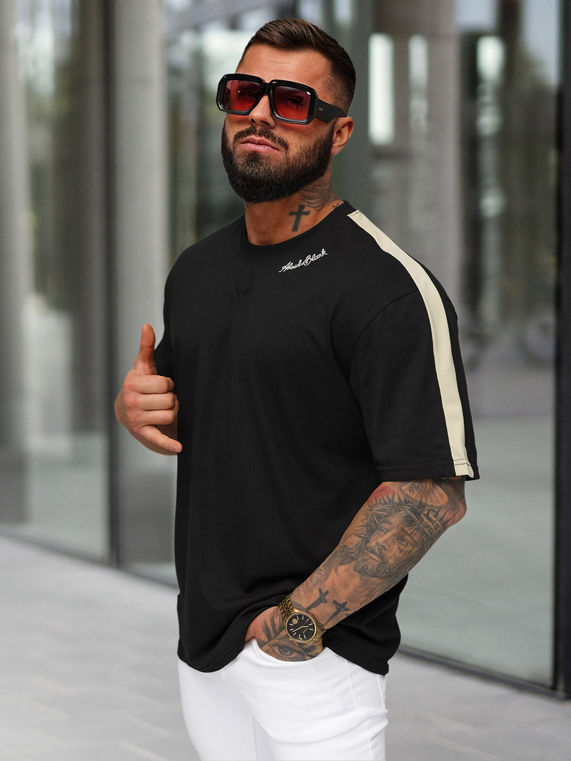 Ανδρικό μπλουζάκι μαύρο OZONEE O/QQ1195