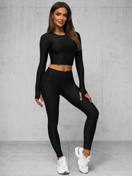 Γυναικείο σετ φόρμας δύο κομματιών μαύρο OZONEE O/22060Z