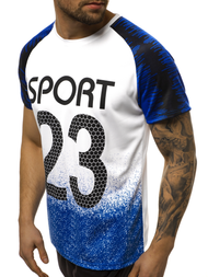 Ανδρικό μπλουζάκι ασπρό-μπλε OZONEE JS/KS2068