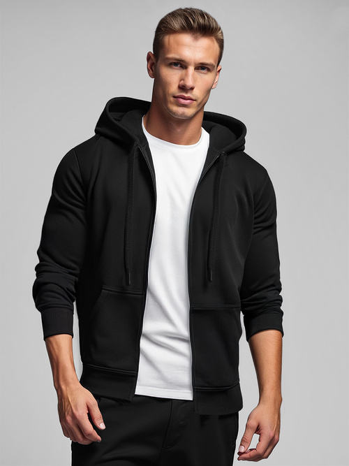 Ανδρικό Φούτερ με Κουκούλα μαύρο OZONEE JS/2008
