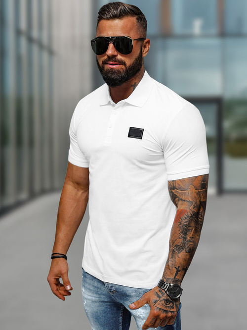 Ανδρική μπλούζα polo λευκό OZONEE NB/MT3018Z