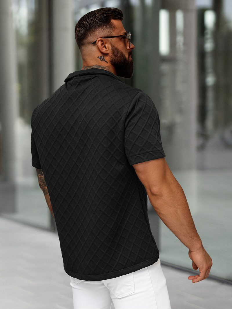 Ανδρικό πουκάμισο με κοντό μανίκι μαύρο OZONEE O/B2257