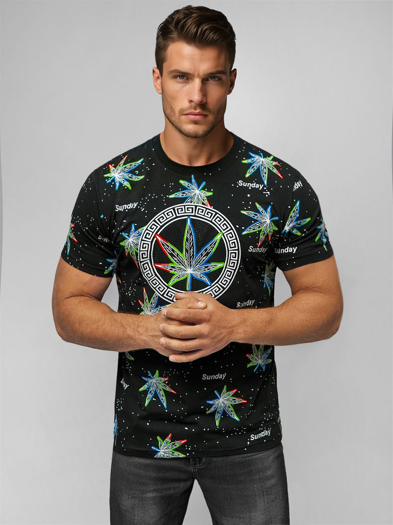 Ανδρικό μπλουζάκι μαύρο OZONEE O/T136/3Z