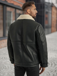 Ανδρικό δερμάτινο μπουφάν μαύρο OZONEE JS/11Z8271