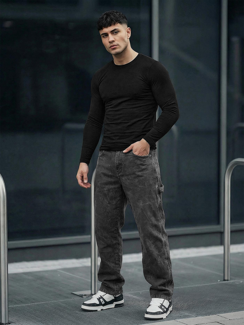 Ανδρικό τζιν παντελόνι γραφίτη OZONEE O/KK2828/5Z