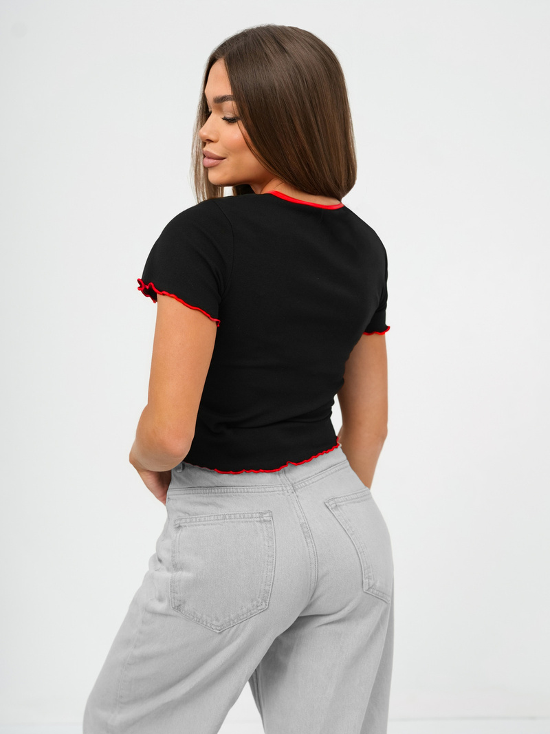 Γυναικείο μπλουζάκι μαύρο OZONEE JS/R62639