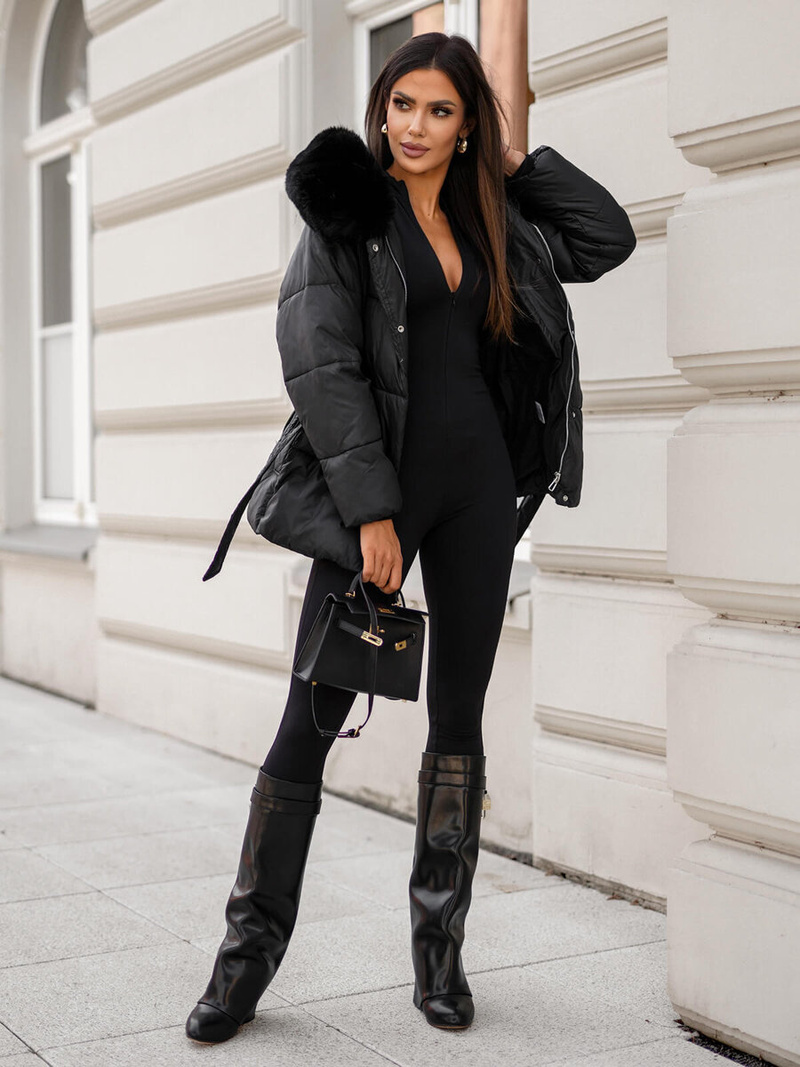 Γυναικείο μπουφάν μαύρο OZONEE JS/16M9206/392