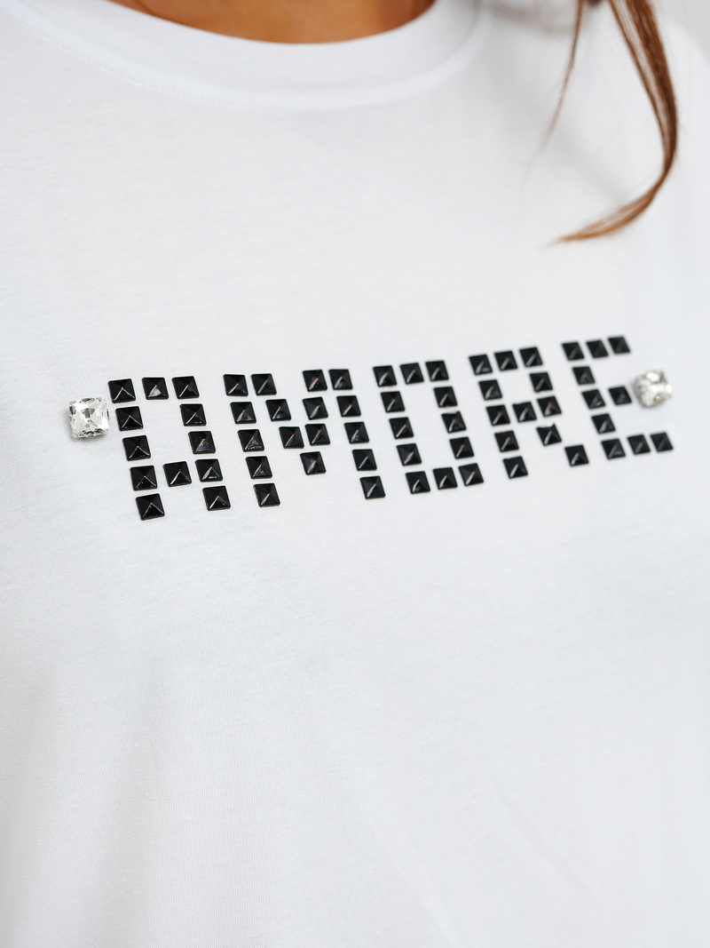 Γυναικείο μπλουζάκι Λευκό και μαύρο OZONEE JS/YJ77716