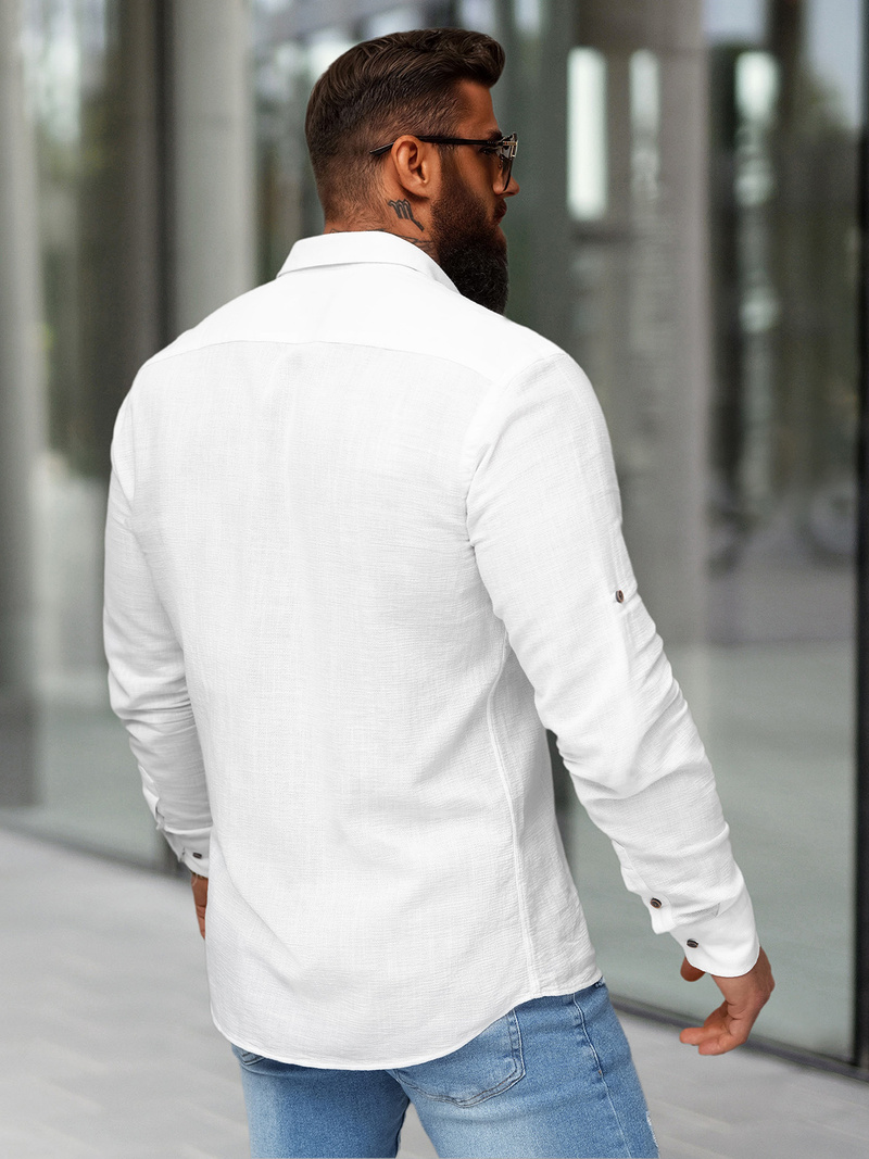 Ανδρικό πουκάμισο λευκό OZONEE O/V143