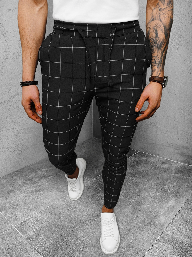 Ανδρικό παντελόνι chino mαύρος OZONEE DJ/2278/22