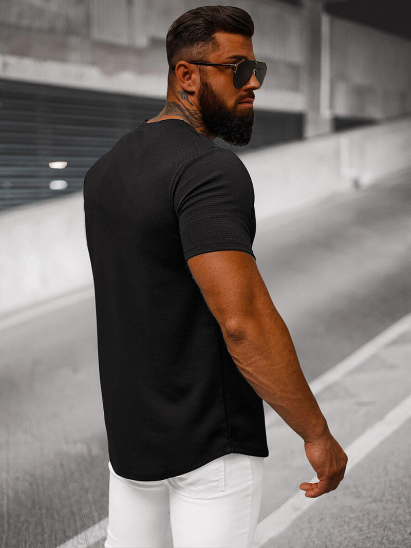 Ανδρικό μπλουζάκι mαύρο και άσπρο OZONEE O/7776T