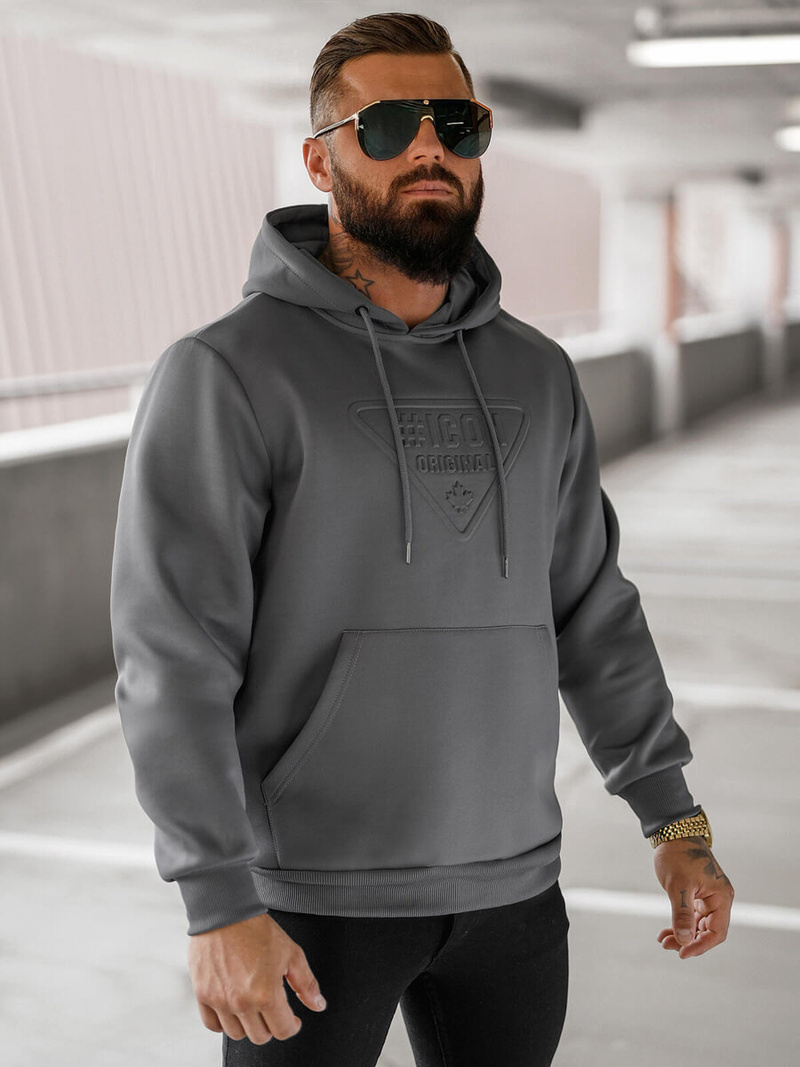 Ανδρικό Φούτερ με Κουκούλα γραφίτη OZONEE JS/27B6500/5Z