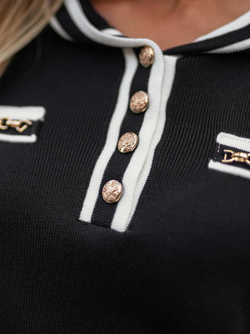 Γυναικείο σετ φόρμας δύο κομματιών mαύρος OZONEE JS/26C8801/3