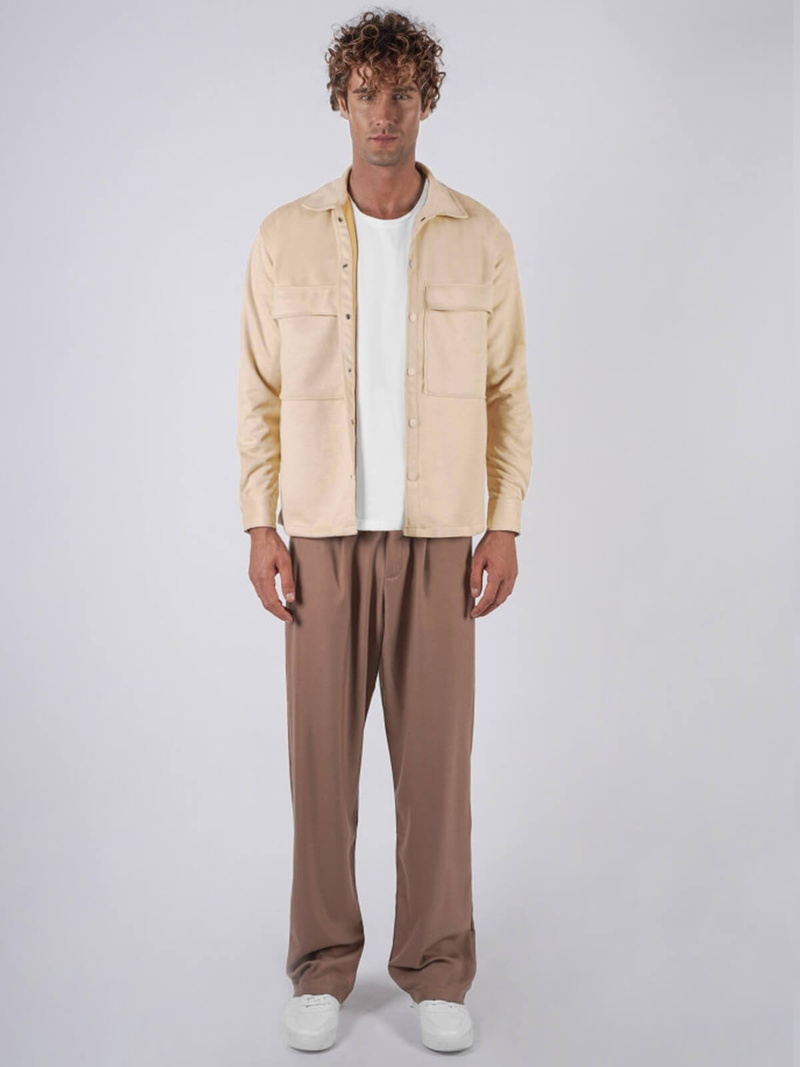 Ανδρικό πουκάμισο mπεζ OZONEE O/GOM23039