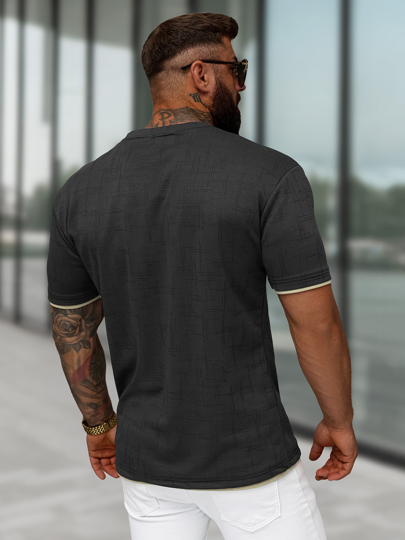 Ανδρικό μπλουζάκι μαύρο OZONEE O/QQ1535