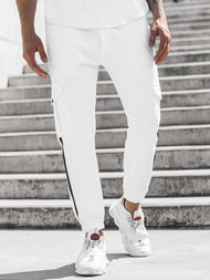 Ανδρικό παντελόνι chino jogger λευκό OZONEE DJ/5580