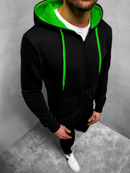 Ανδρικό φούτερ με φερμουάρ μαύρο-πράσινο OZONEE JS/2013Z