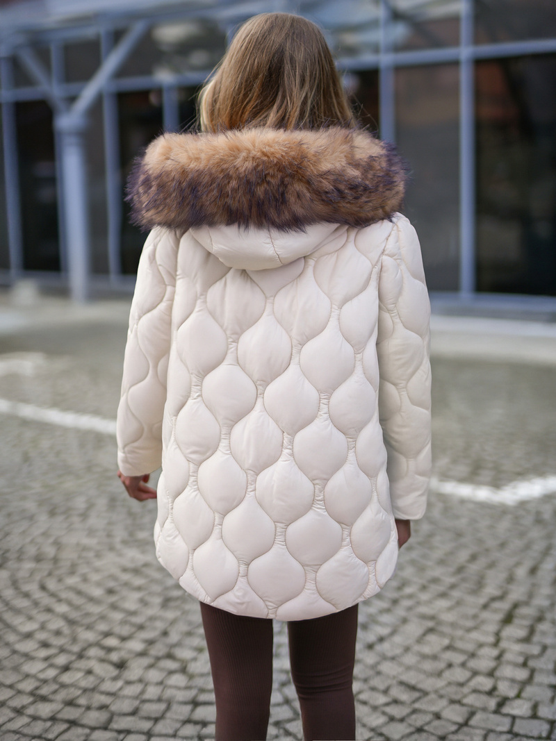 Γυναικείο μπουφάν eκρού OZONEE JS/5M3226/62B