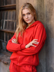 Γυναικείο φούτερ με κουκούλα Κόκκινο OZONEE JS/W03Z