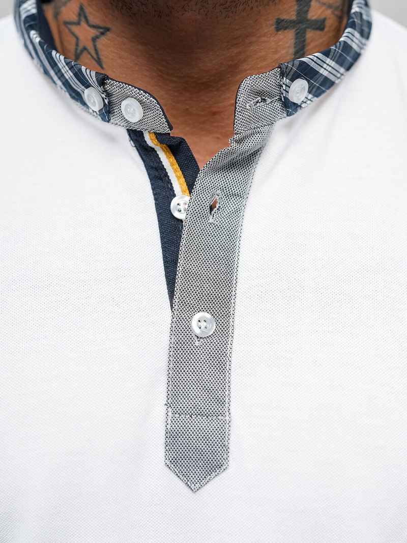 Ανδρική μπλούζα polo λευκό OZONEE O/DA803