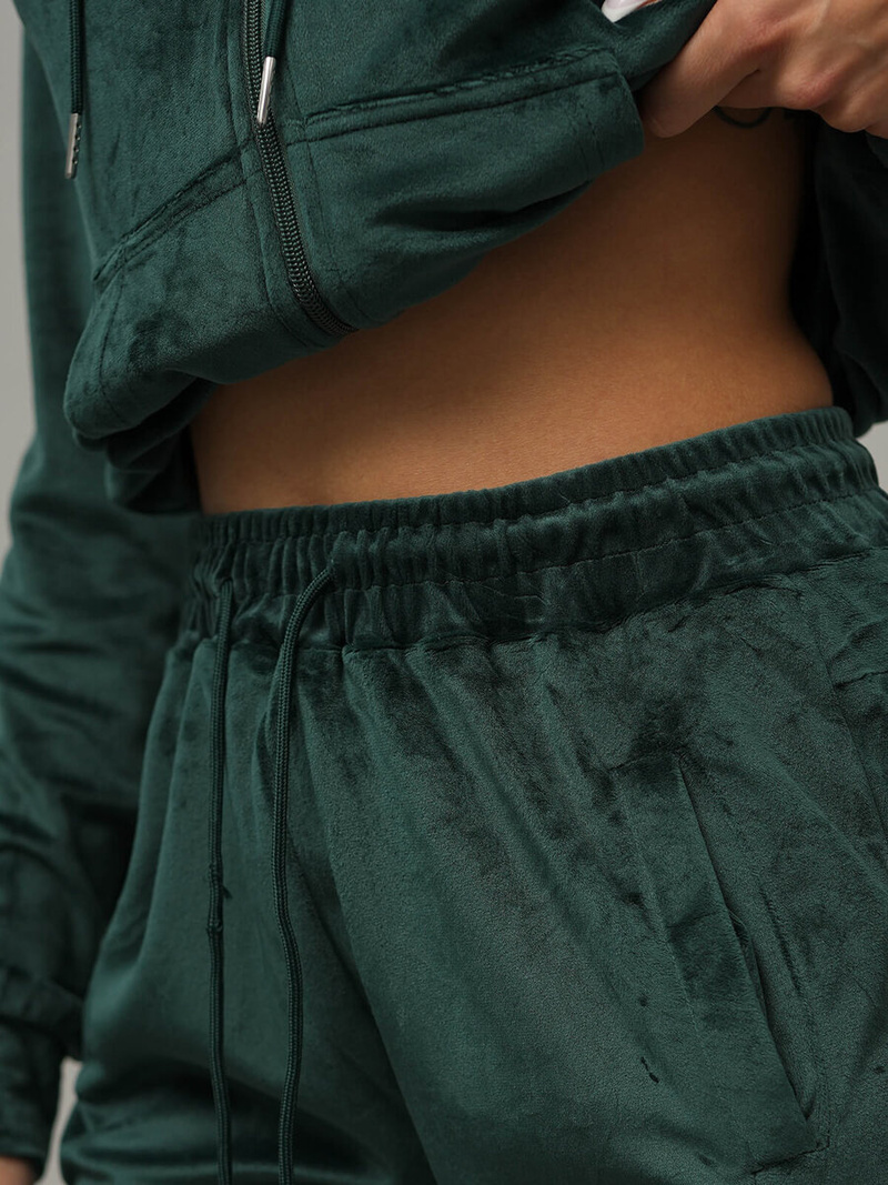 Γυναικείο βελούδινο σετ φόρμας Σκούρο πράσινο OZONEE JS/8C1176/9Z