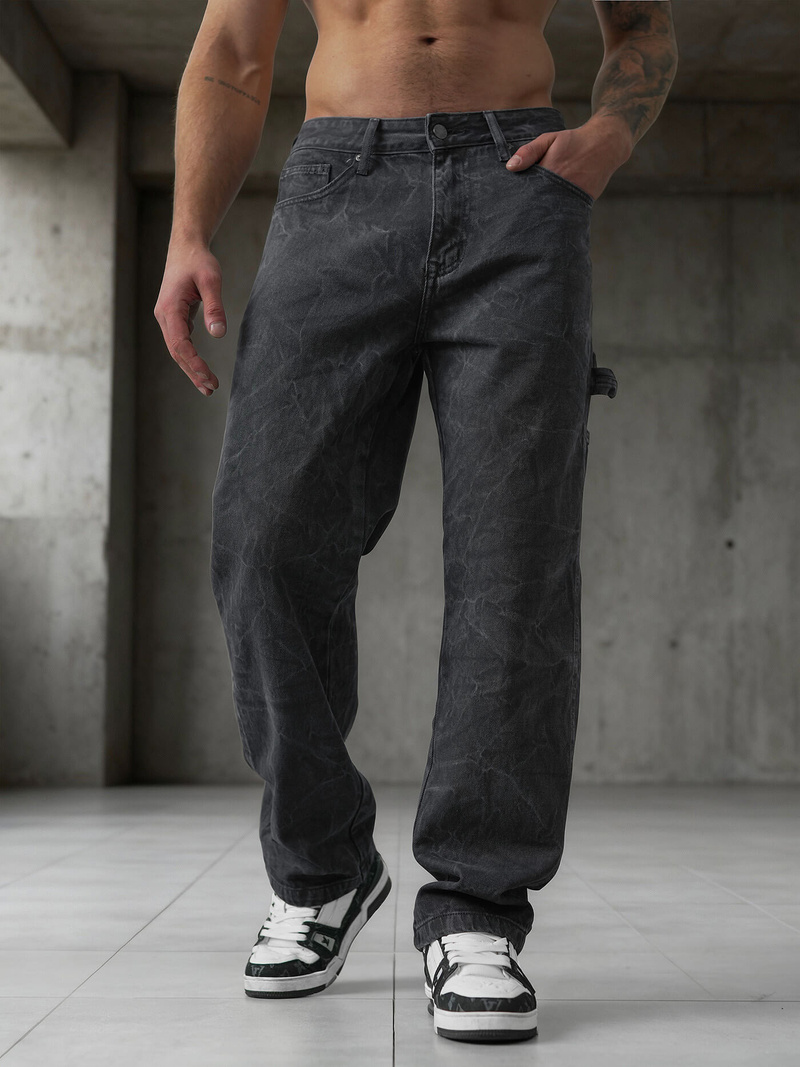 Ανδρικό τζιν παντελόνι γραφίτη OZONEE O/KK2828/5