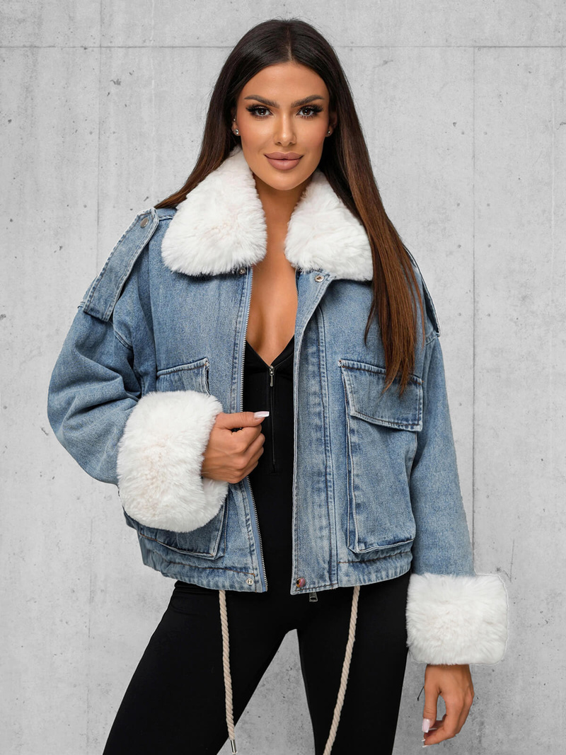 Γυναικείο τζιν μπουφάν mπλε OZONEE JS/11Z8219Z