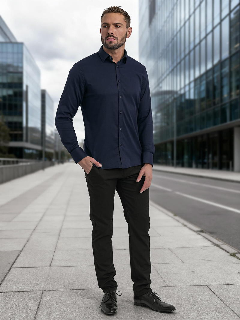 Ανδρικό πουκάμισο ναυτικό μπλε OZONEE V/V188