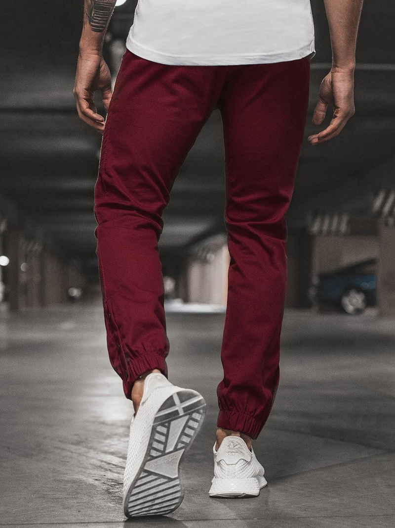 Ανδρικό παντελόνι chino jogger μπορντό OZONEE A/0952