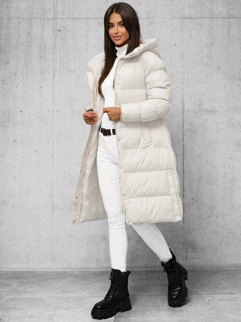 Γυναικείο μπουφάν eκρού OZONEE JS/5M3253/281