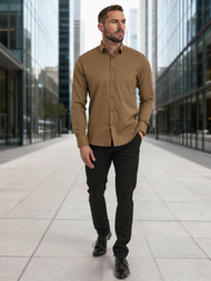 Ανδρικό πουκάμισο καφέ OZONEE V/V187