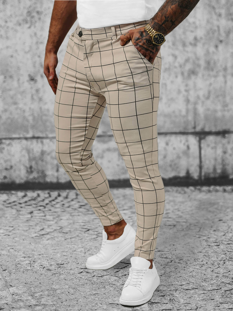 Ανδρικό παντελόνι chino mπεζ OZONEE O/P4009