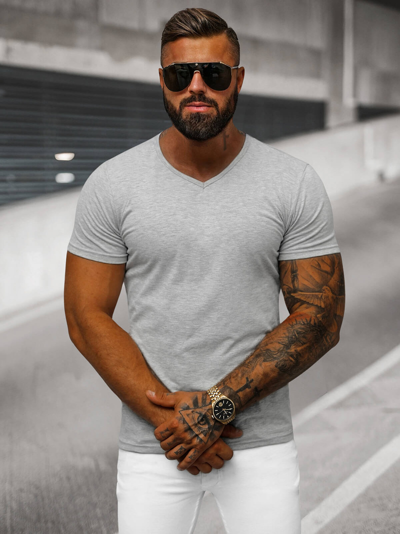 Ανδρικό μπλουζάκι γκρι OZONEE JS/712007Z