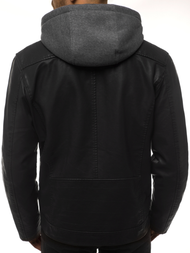 Ανδρικό δερμάτινο μπουφάν μαύρο OZONEE JB/JP1127