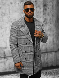 Ανδρικό παλτό μαύρο-λευκό OZONEE JS/JP1192Z