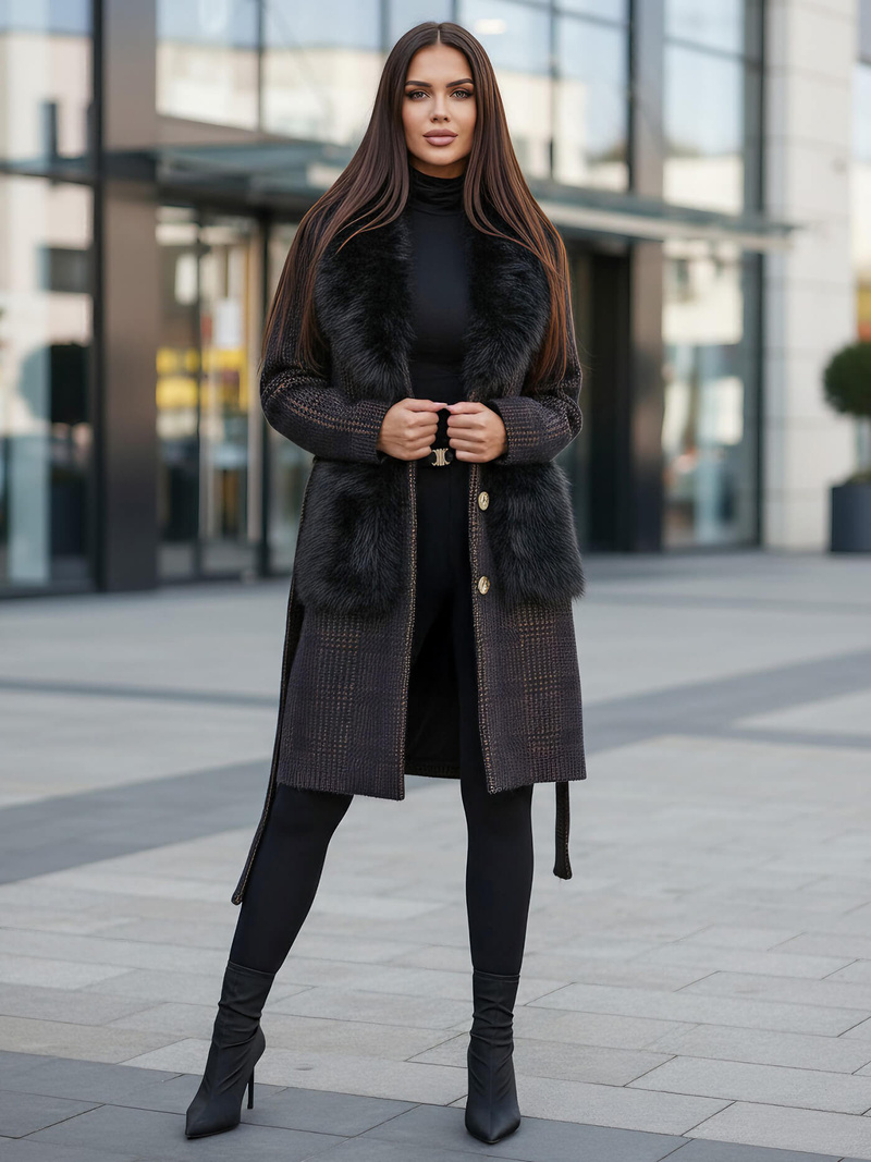 Γυναικείο παλτό μαύρο OZONEE JS/53M5200/1Z