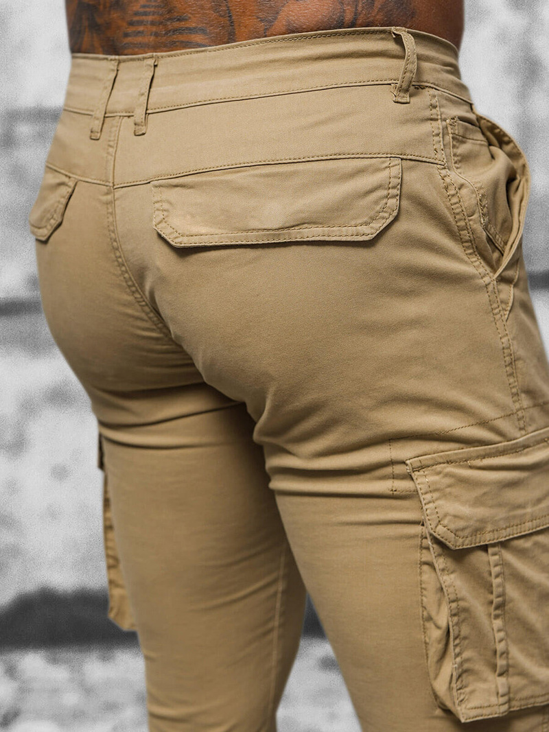 Ανδρικό παντελόνι chino jogger mπεζ OZONEE NB/MP0202K