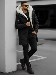 Ανδρικό χειμερινό μπουφάν mαύρος OZONEE JS/5M120/392Z