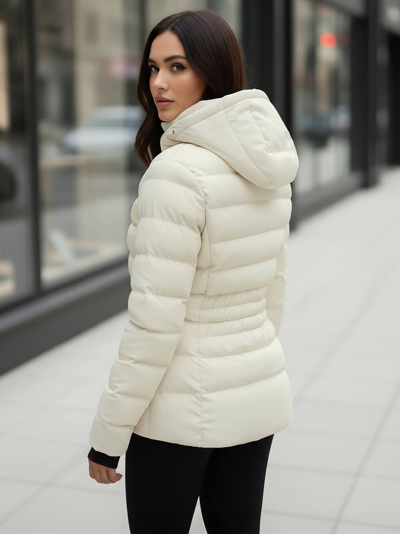 Γυναικείο χειμερινό μπουφάν εκρού OZONEE JS/M769/281