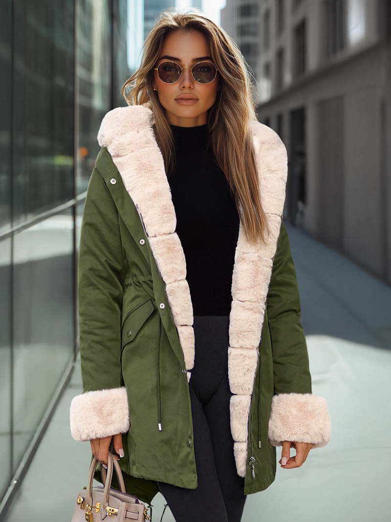 Γυναικείο χειμερινό μπουφάν Πράσινος OZONEE JS/M763/136Z