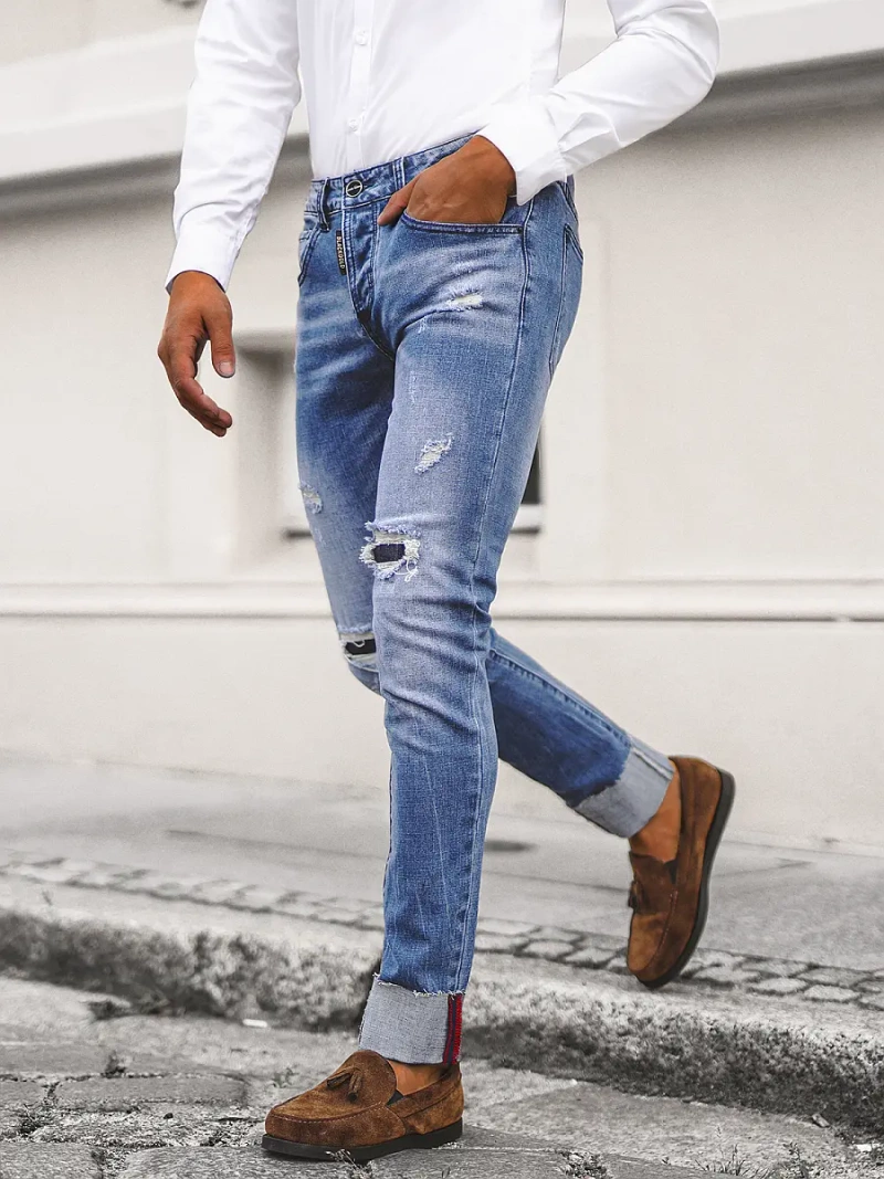 Ανδρικό τζιν παντελόνι mπλε OZONEE NB/MP0126B