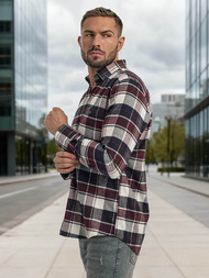 Ανδρικό πουκάμισο μπορντό OZONEE V/V174