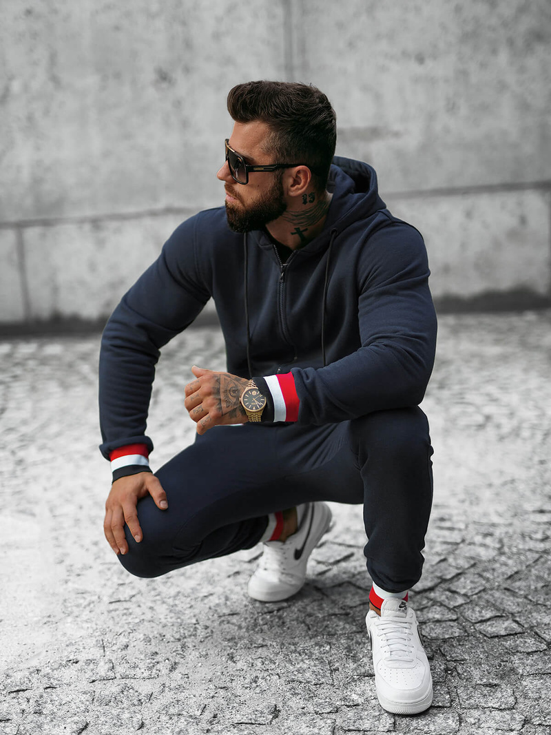 Ανδρικό σετ φόρμας ναυτικό μπλε OZONEE JS/8C65/25